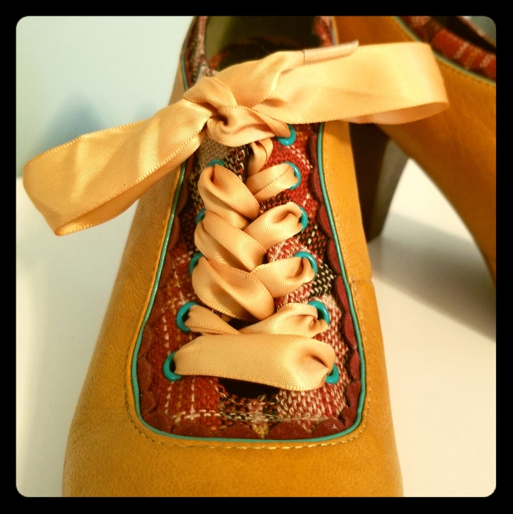 Poetic Justice yellow mini booties/heels